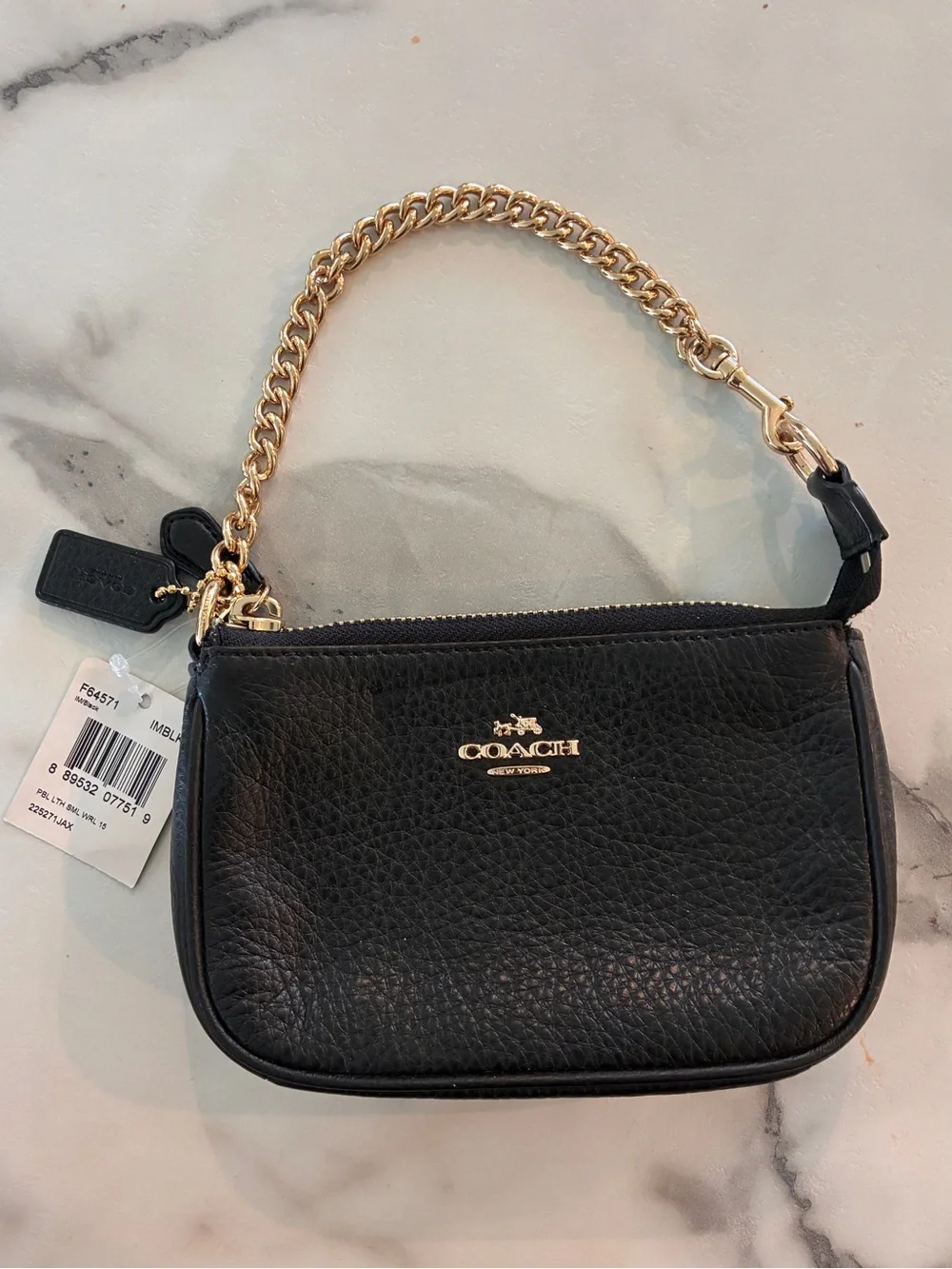 Coach Nolita15 Black Pebbled Leather Wristlet